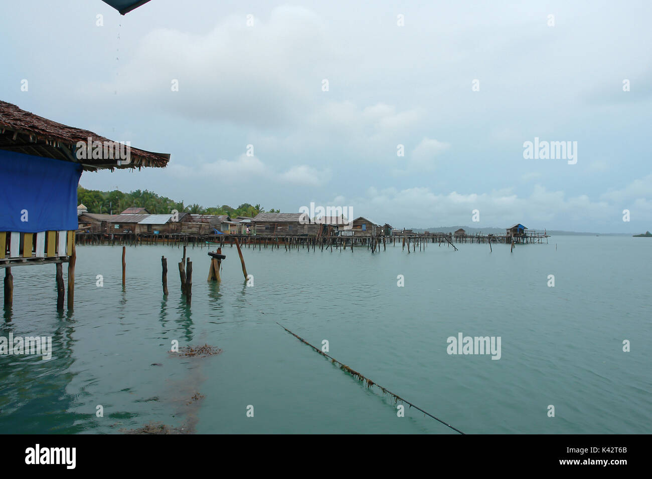 village on stilts, Rial Islands, sumatera, Indonesia Stock Photo