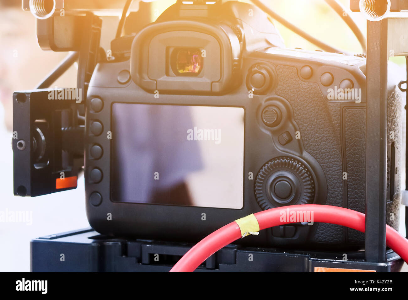 Filming with professional camer, Film Crew Stock Photo Alamy