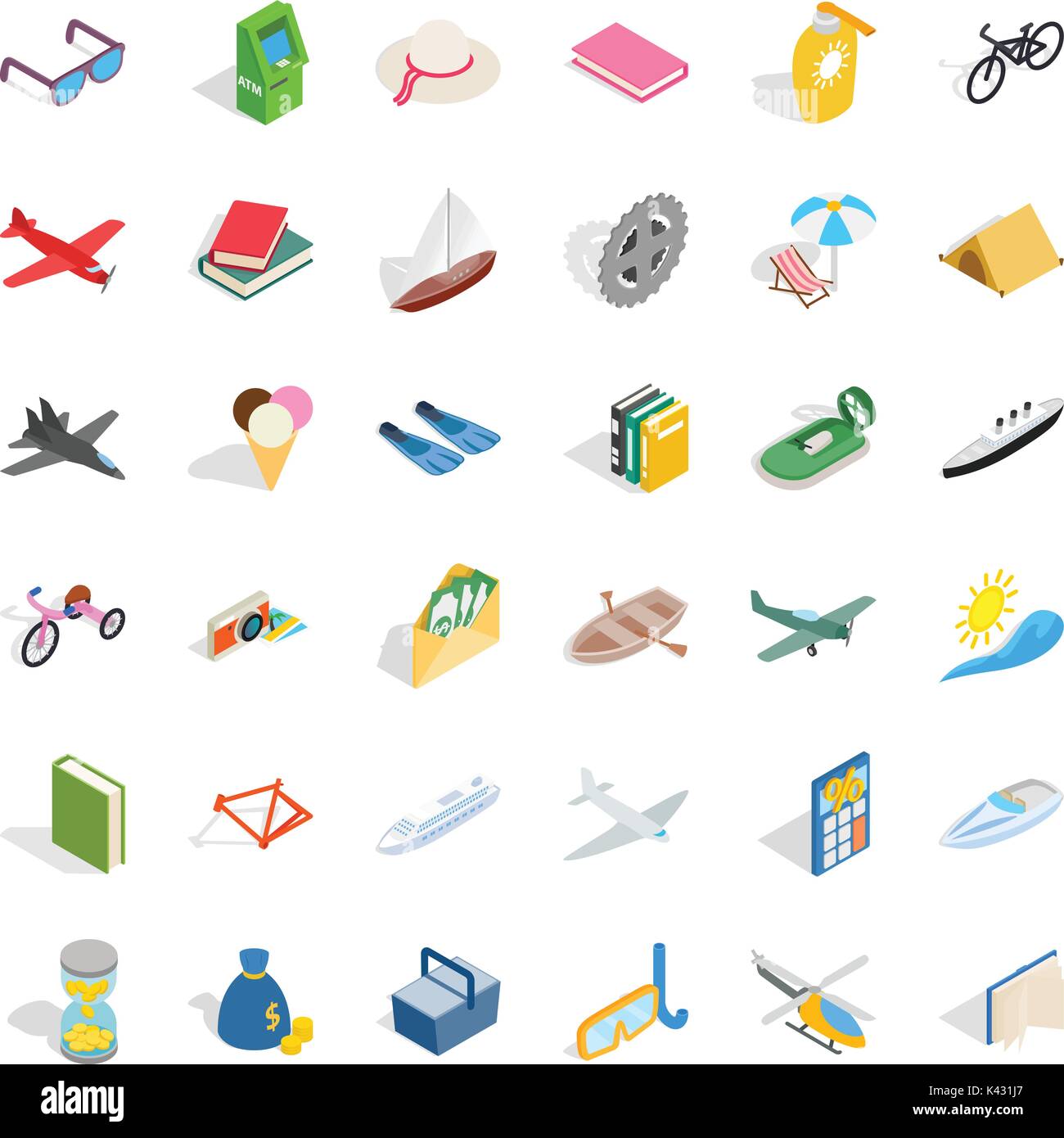Funny icons set, isometric style Stock Vector