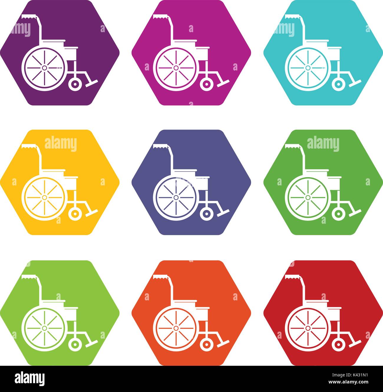 Wheelchair icon set color hexahedron Stock Vector Image & Art - Alamy