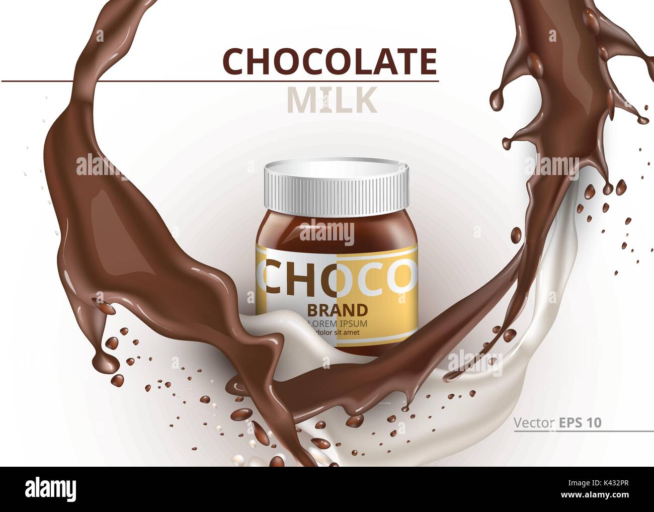Download Chocolate Bottle Package Mock Up Vector Realistic On Splash Backgrounds Stock Vector Image Art Alamy