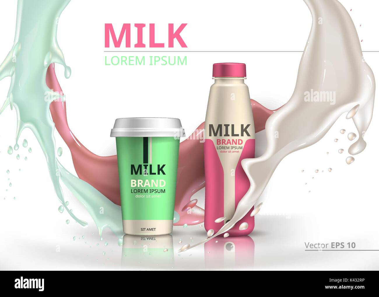 Download Milkshake Bottles Package Mock Up Realistic Vector Milk Splash Backgrounds Stock Vector Image Art Alamy
