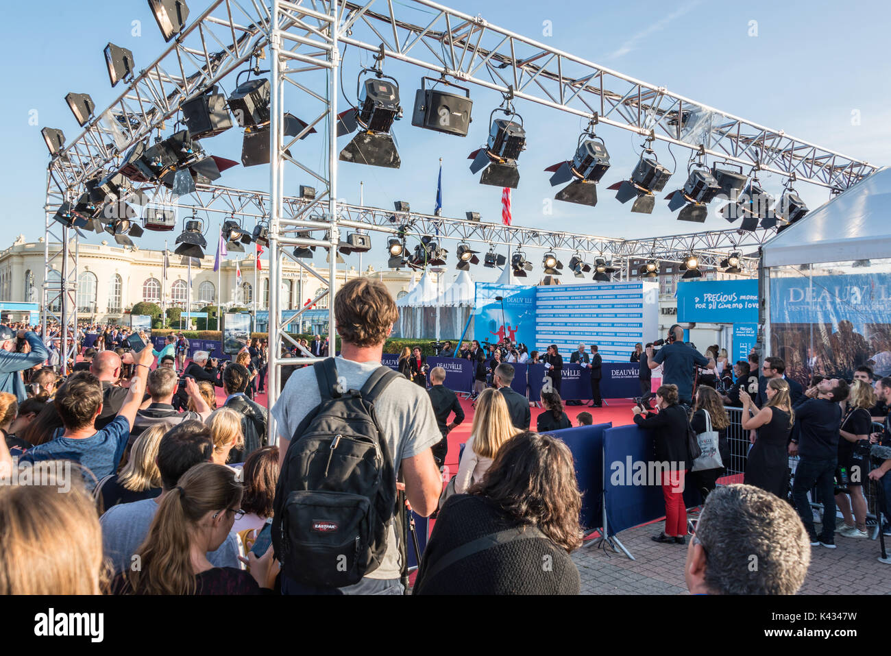 Fans waiting for celebrities on the red carpet at the 43rd Deauville American Film festival, on September 2, 2017 in Deauville, France Stock Photo