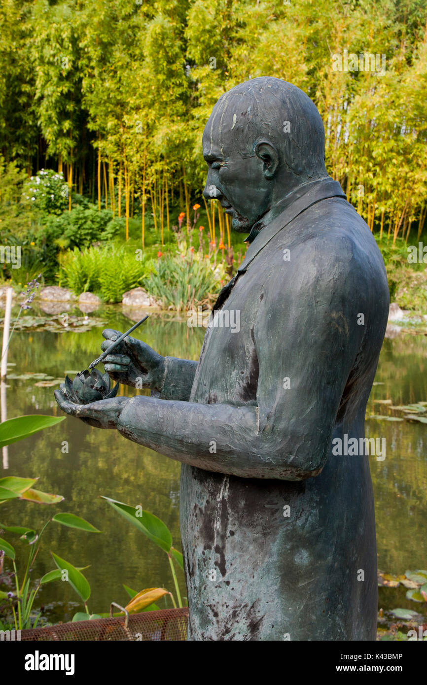 statue of Latour-Marliac in his waterlily garden Le Temple-Sur-Lot France Stock Photo