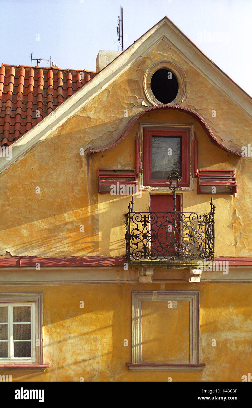 Old house on Na Kampě (Kampa Island), from Charles Bridge, Mala Strana, Prague, Czech Republic Stock Photo