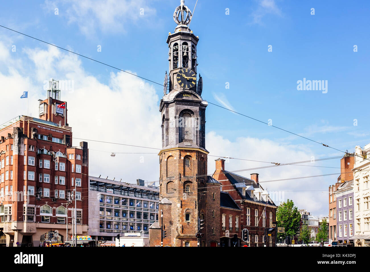 The Munttoren (Mint Tower) or Munt is a tower in Amsterdam Stock Photo