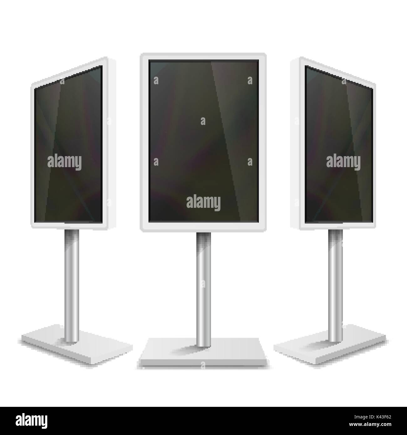 Portable Interactive Digital Signage. White Clean Empty Digital Display. Isolated Illustration