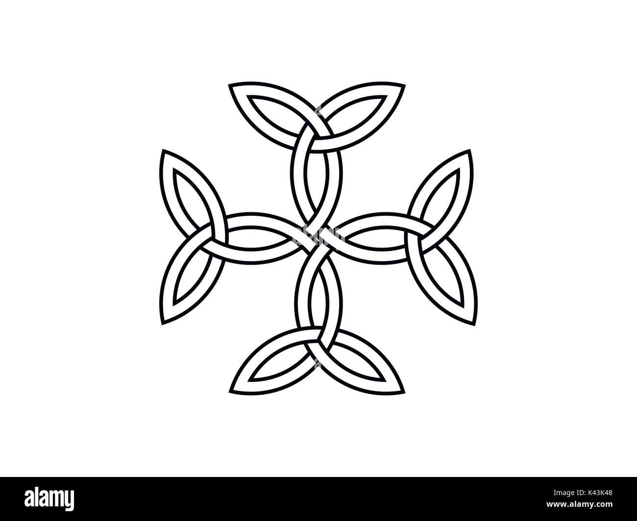 Carolingian cross. Triquetra symbol. Vector illustration Stock Vector