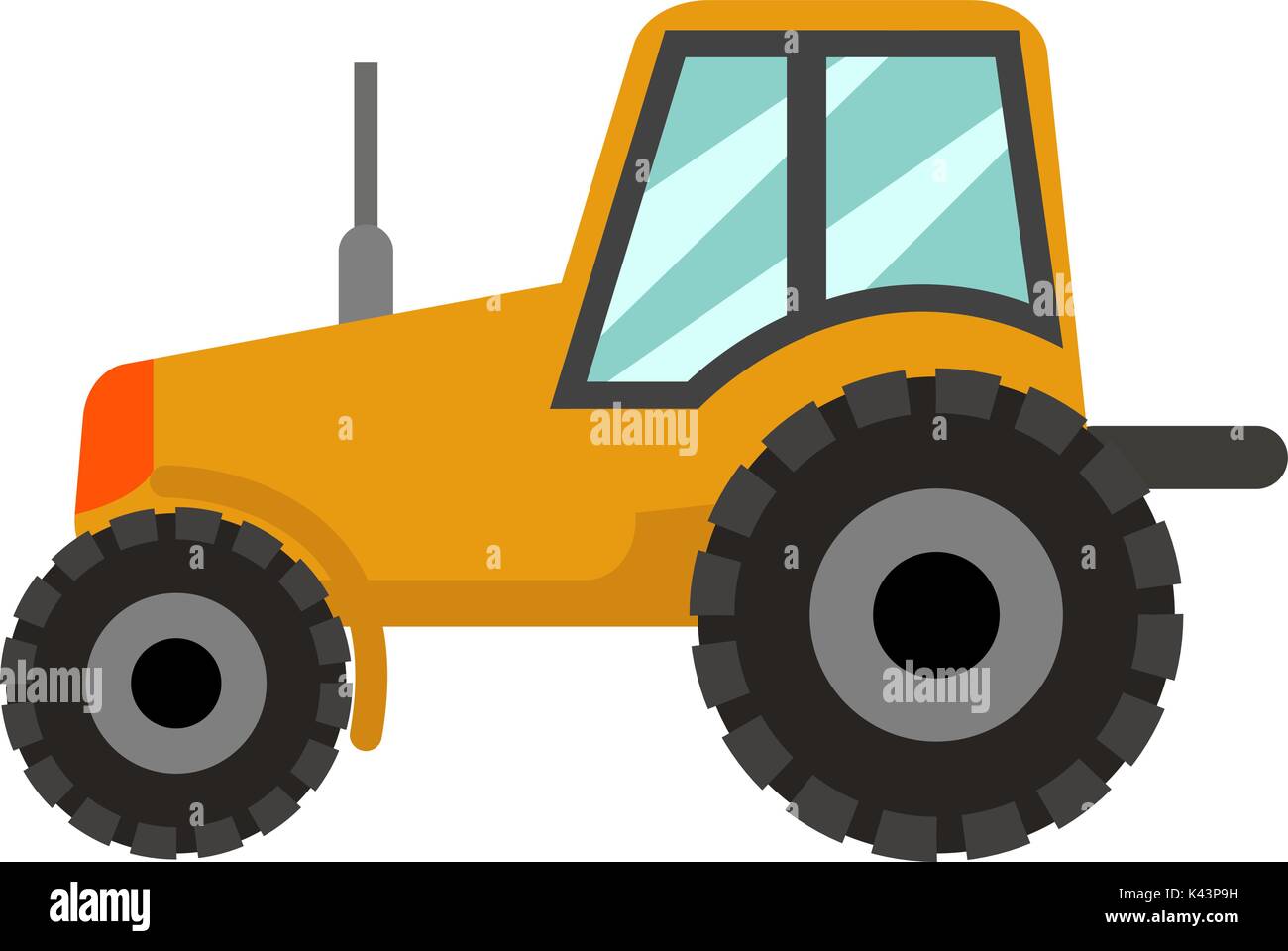 Tractor icon flat style. Isolated on white background. Vector ...
