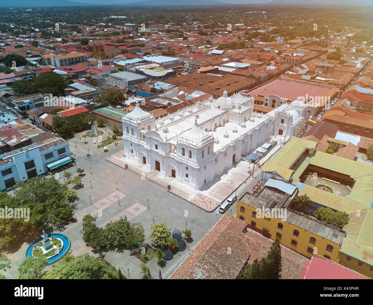 Main church in Leon town in Nicaragua above view Stock Photo