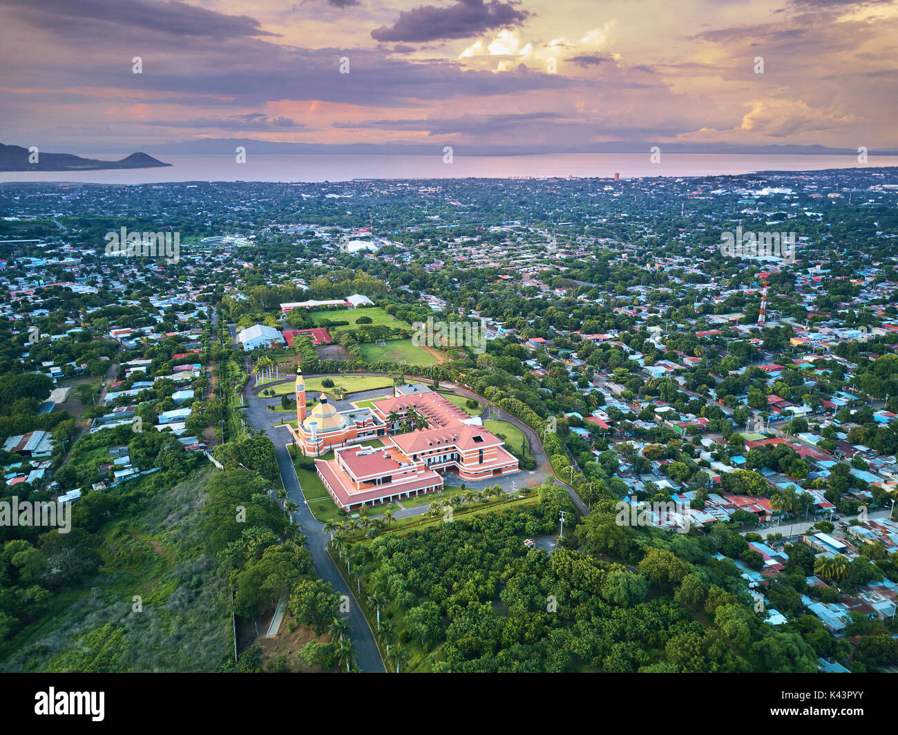 Landscape of Managua city in Nicaragua aerial view Stock Photo