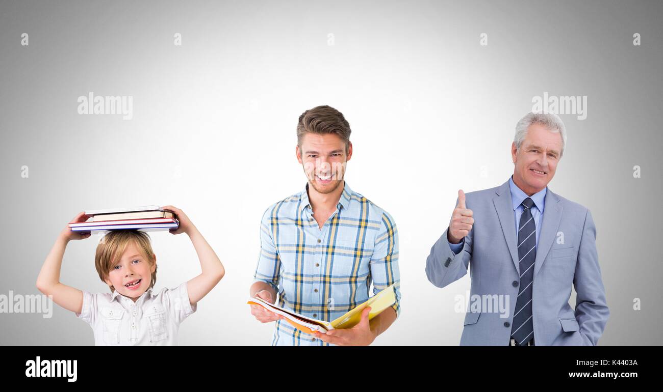 Digital composite of educated men of age generations growing up Stock Photo
