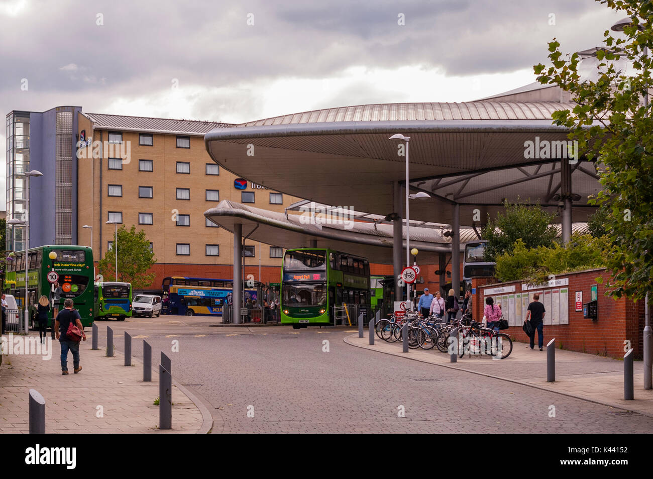 The bus station in Norwich , Norfolk , England , Britain , Uk Stock Photo
