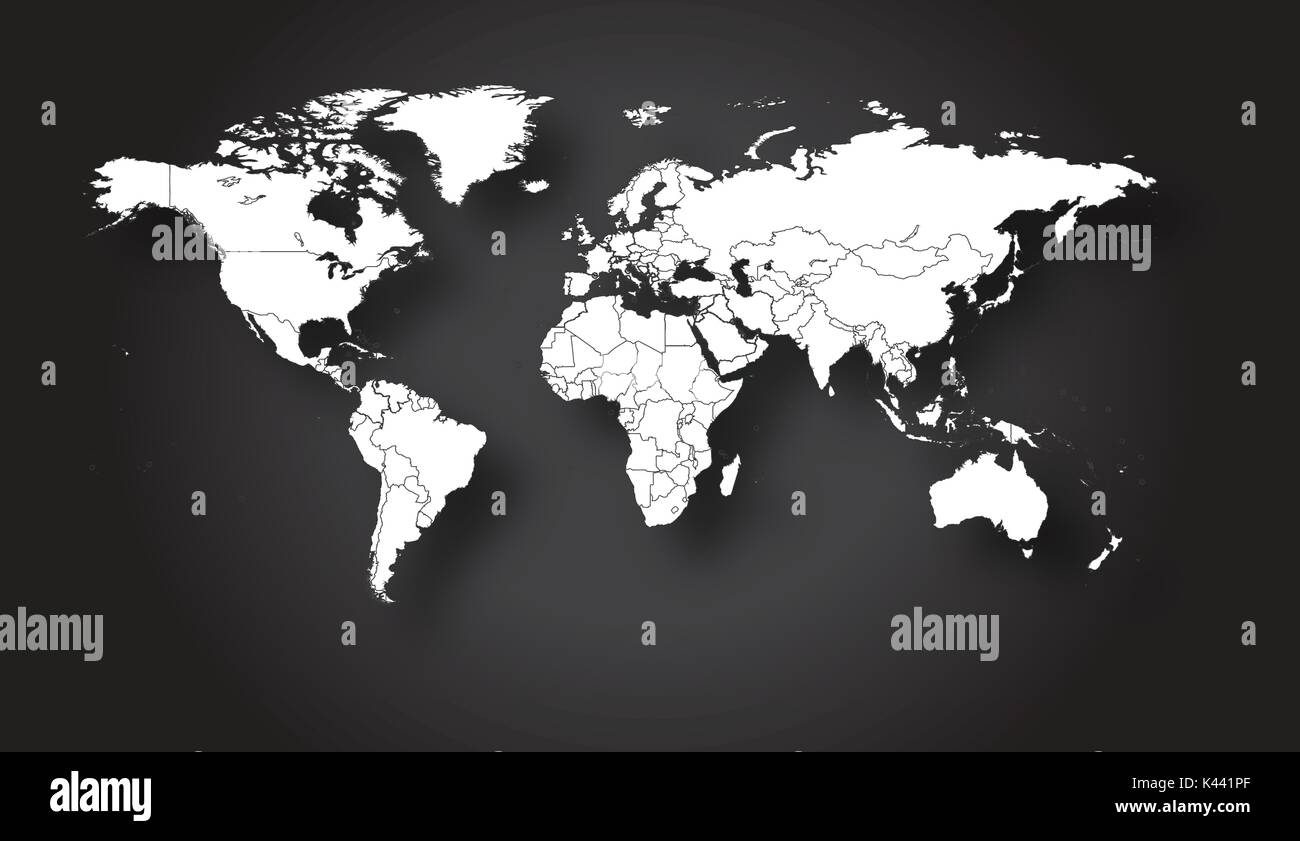 world-map-white-with-borders-stock-vector-image-art-alamy