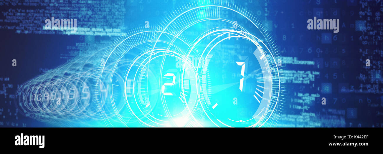 Several interface dial with numbers in dark blue background with light ...