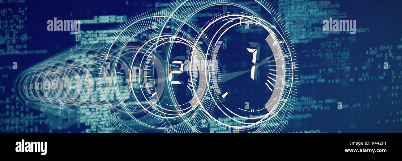 Interface dial countdown with blue background Stock Photo - Alamy