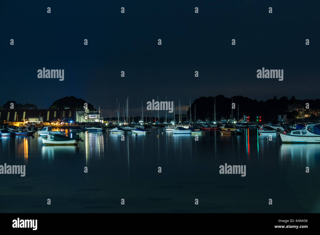 Poole Harbour at night Stock Photo