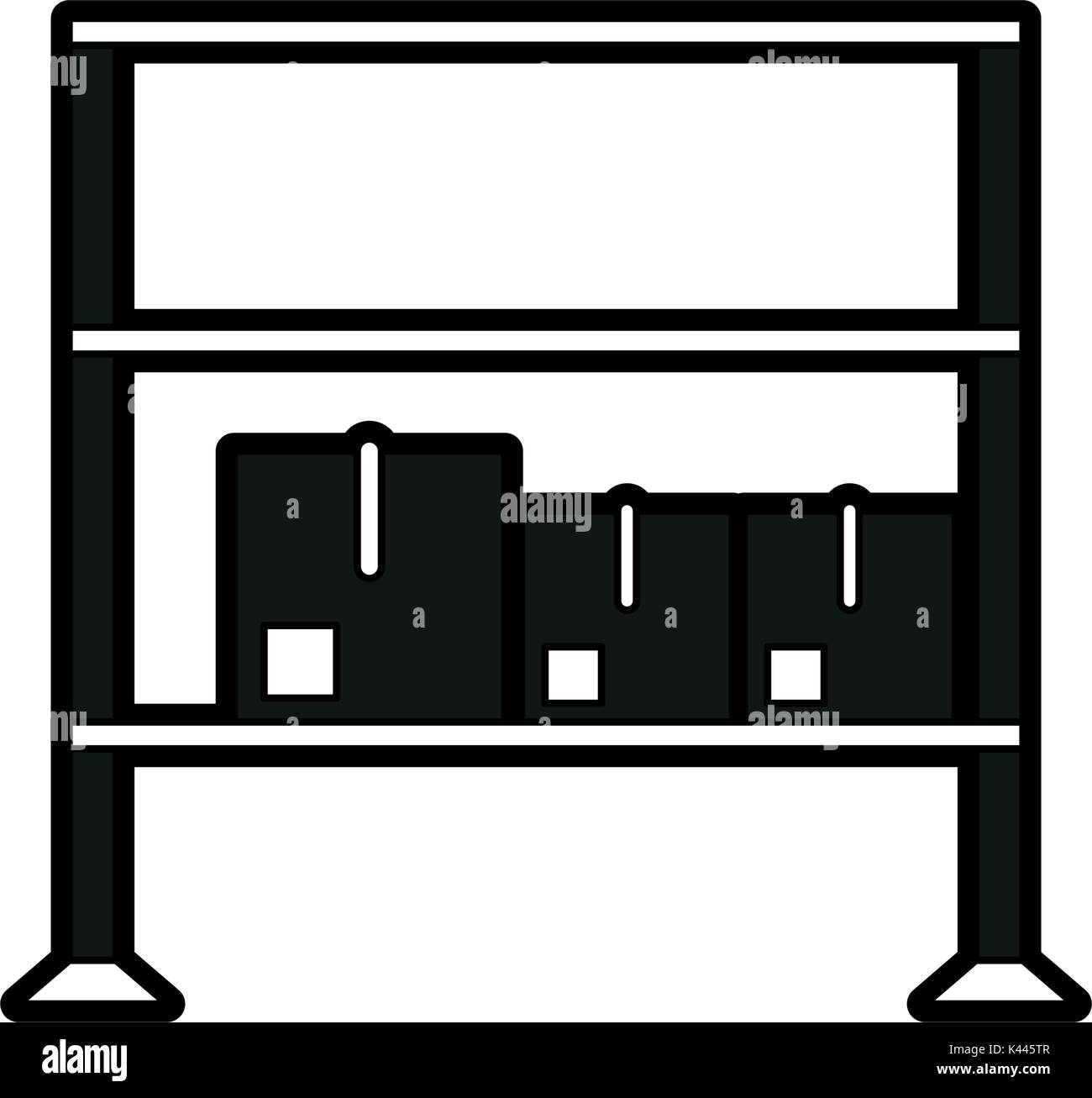 Boxes on shelf Stock Vector