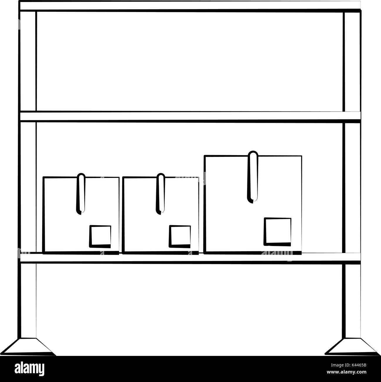 Boxes on shelf Stock Vector