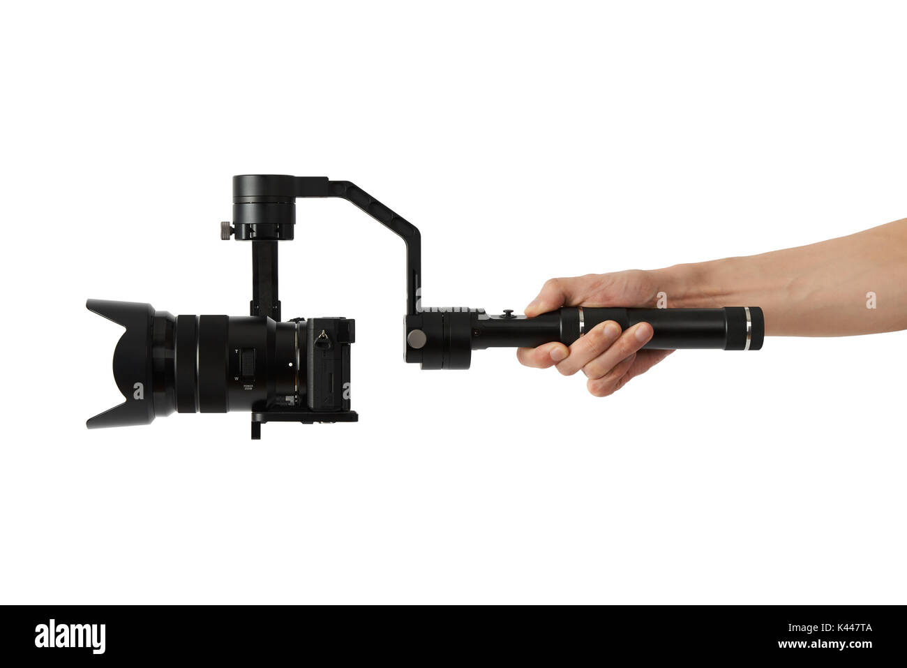 3axis gimbals Stabilization System with Mirrorless Camera. Using this equipment, a Videographer