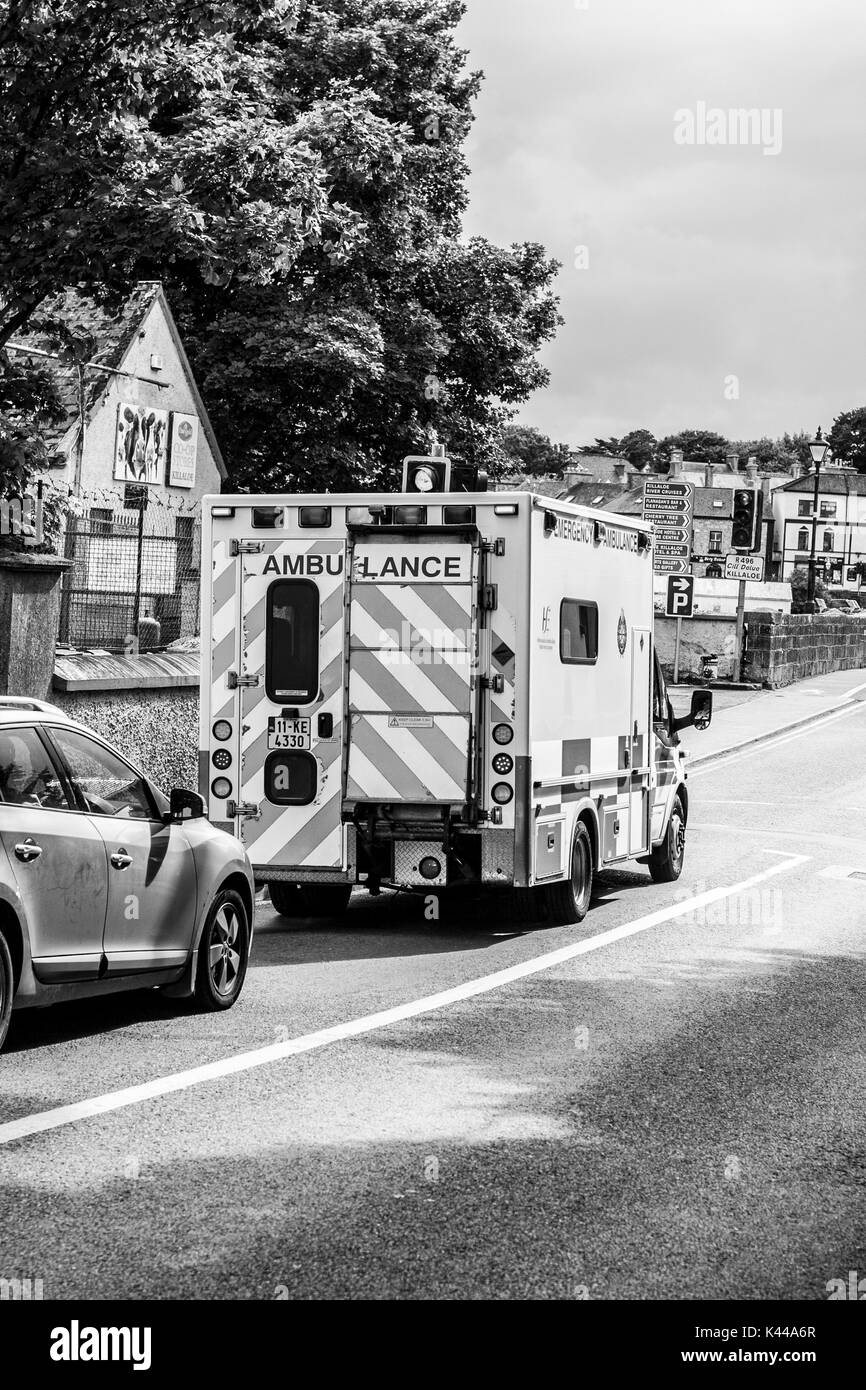 An ambulance in a traffic line in Claire Ireland Stock Photo