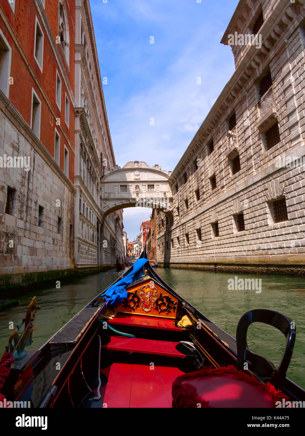 Bridge of Sighs from a gondola, Venice, Italy Stock Photo