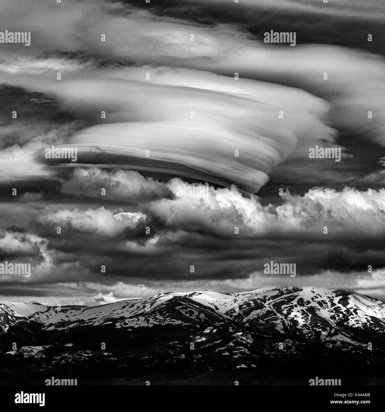 Umbria,Italy,central appennines, lenticular clouds Stock Photo