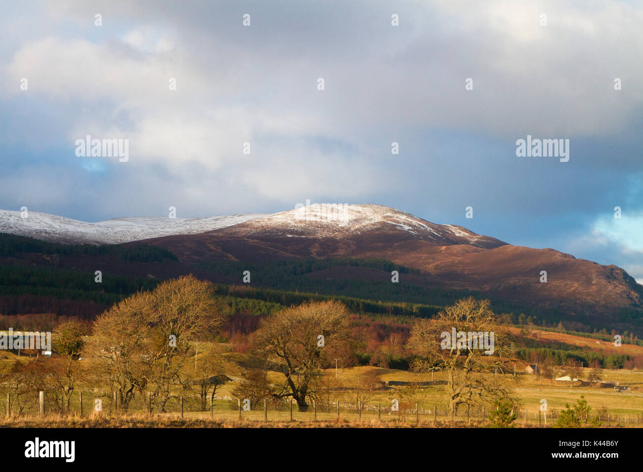 Scotland, Highlands. Driving through Highlands in a winter day from Aberdeen to Glencoe Stock Photo