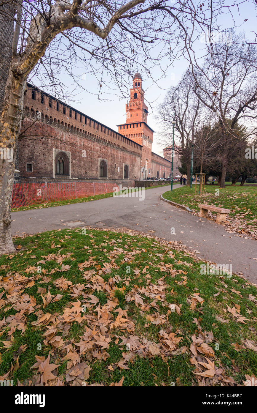 Milan, Lombardy, Italy. The Castello Sforzesco Stock Photo