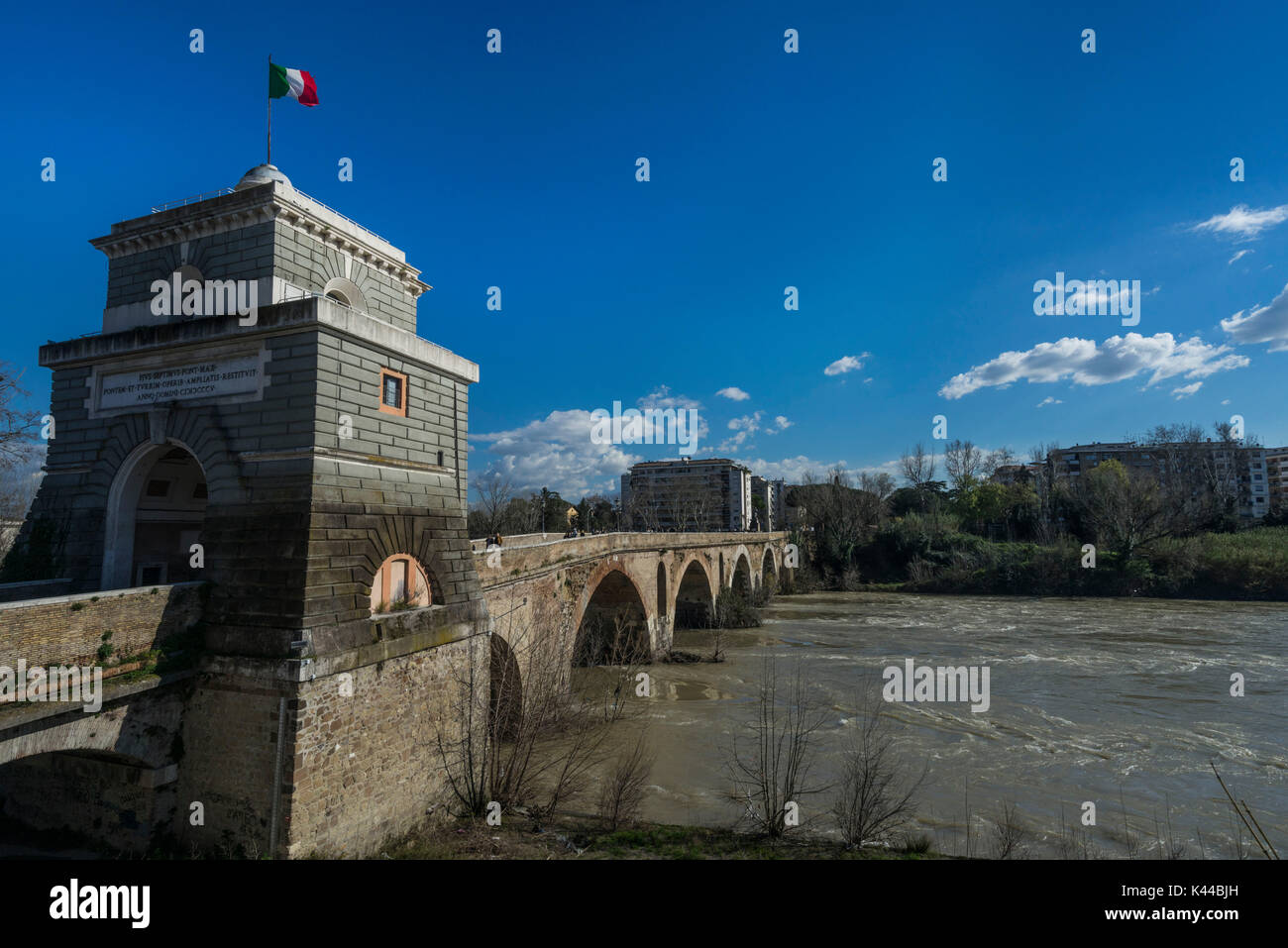 Rome, Lazio, Italy. The Milvian Bridge (or Mulvian) Stock Photo