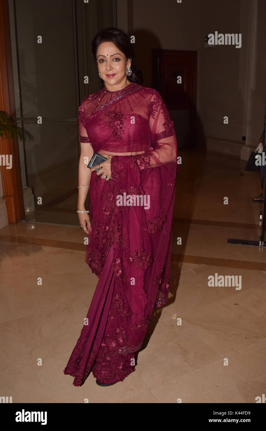Mumbai, India. 4th Sep, 2017. Bollywood Actress and M.P. Hema Malini pose during the announcement the "Synergy" - an Indo Georgian Dance fusion at hotel JW Marriott, Juhu in Mumbai. Credit: