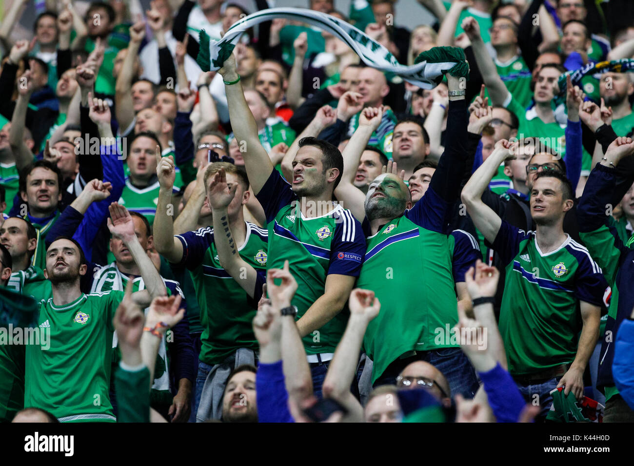 Northern Ireland Fans Celebrate During The Fifa World Cup 2018 Stock Northern Ireland Fans Celebrate During The Fifa World Cup 2018 Qualifying Group C Match Between And Czech Republic At Windsor Park On