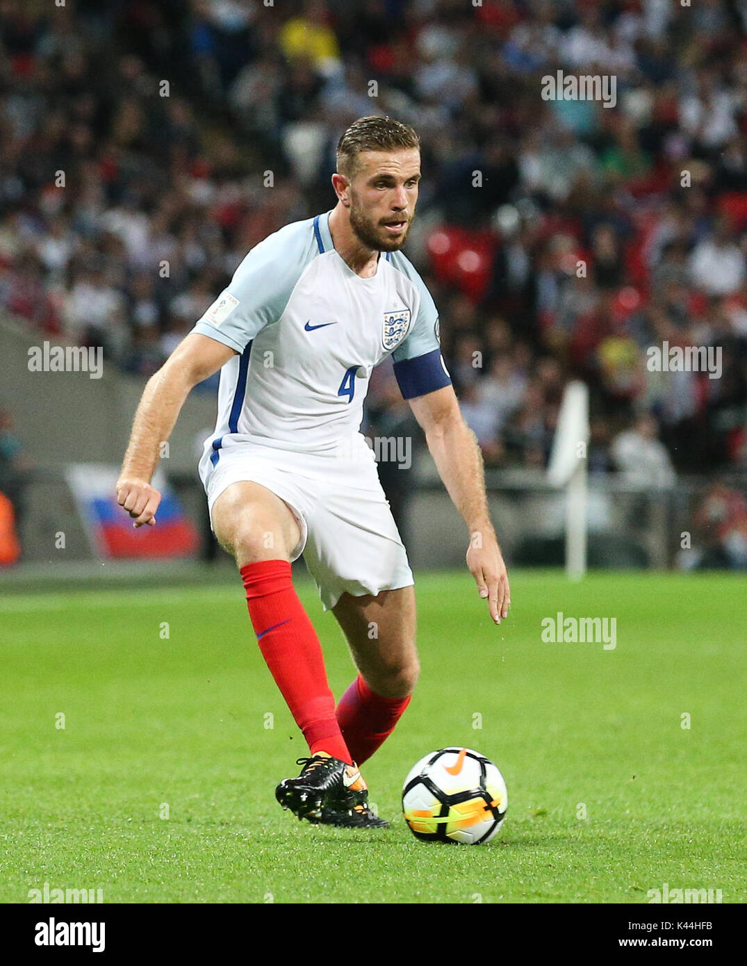 Jordan Henderson of England during the FIFA World Cup 2018 Qualifying Group F match between England and Slovakia at Wembley Stadium on September 4th 2017 in London, England. (Photo by Arron Gent/phcimages.com) Stock Photo