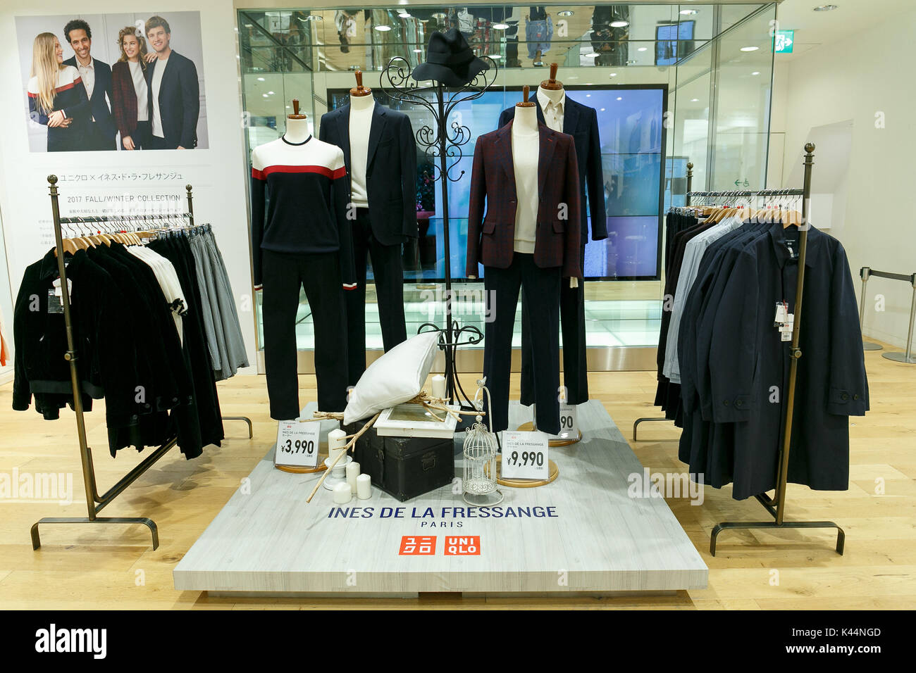 Tokyo, Japan. 5th Sept, 2017. Clothes of the new Uniqlo x Ines de La  Fressange AW17 collection on display for sale at Uniqlo store in Ginza on  September 5, 2017, Tokyo, Japan.