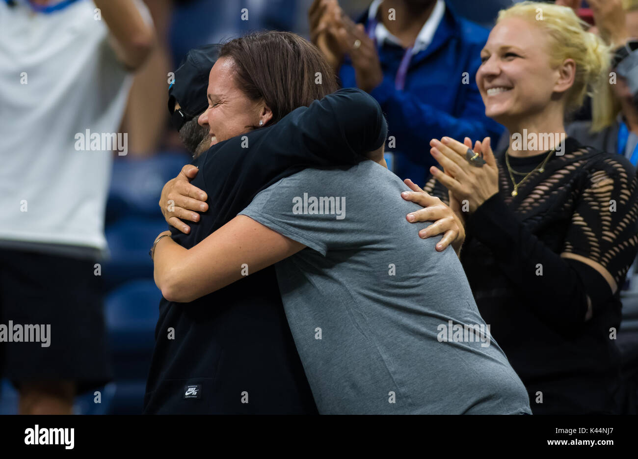 New York City, United States. 4 September, 2017. Max Eisenbud & Lindsay Davenport at the 2017 US Open Grand Slam tennis tournament © Jimmie48 Photography/Alamy Live News Stock Photo