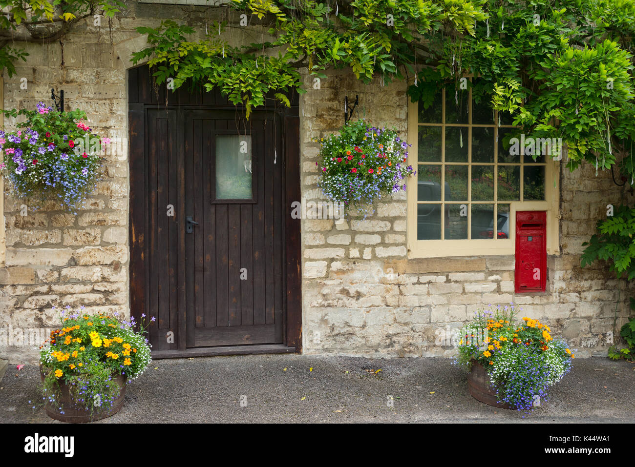The front of the now closed Sub Post Office & village store at South Woodchester in the Cotswold Village of South Woodchester Stock Photo