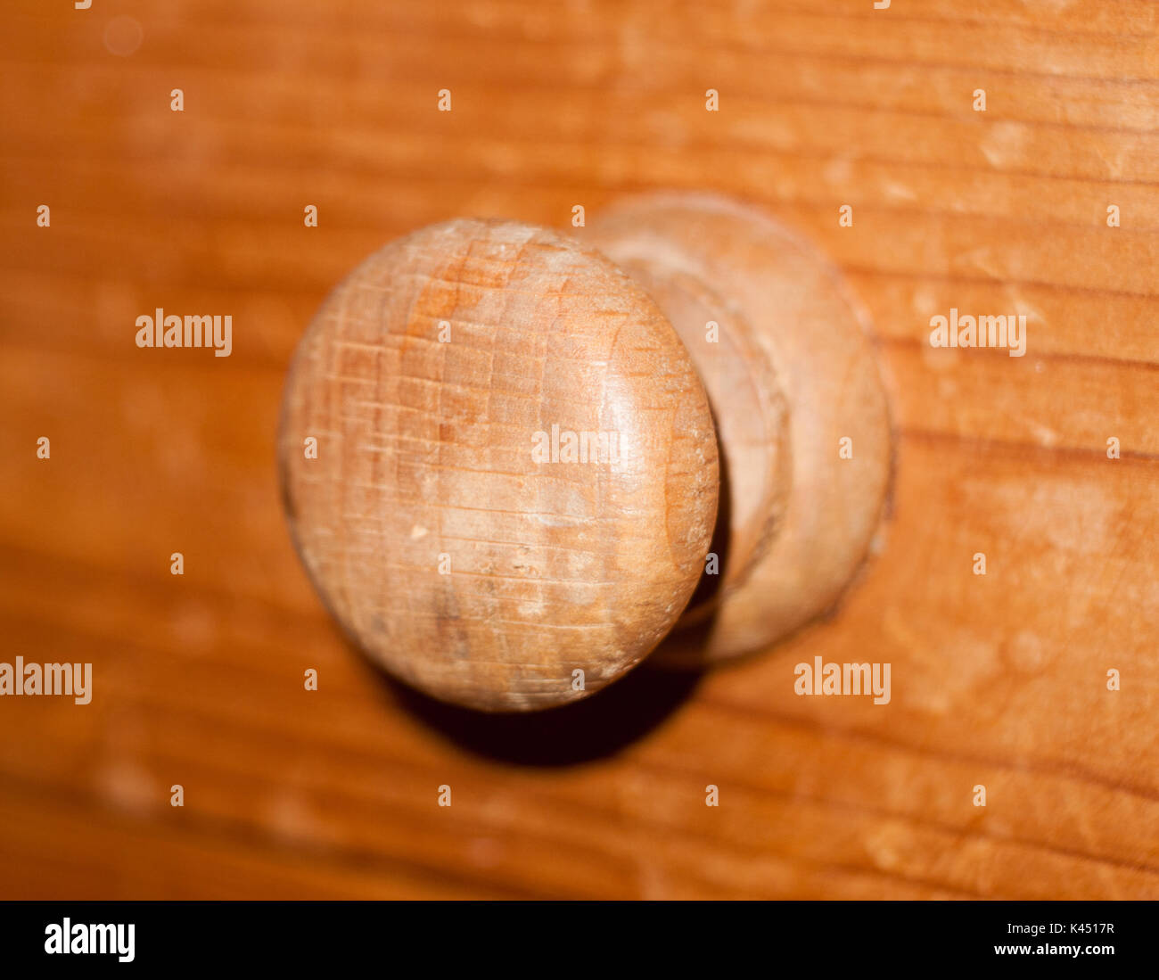 wooden door handle knob wardrobe chest of drawers; Essex; England; UK