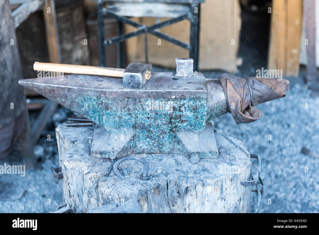 Old hammer and rusty anvil Stock Photo
