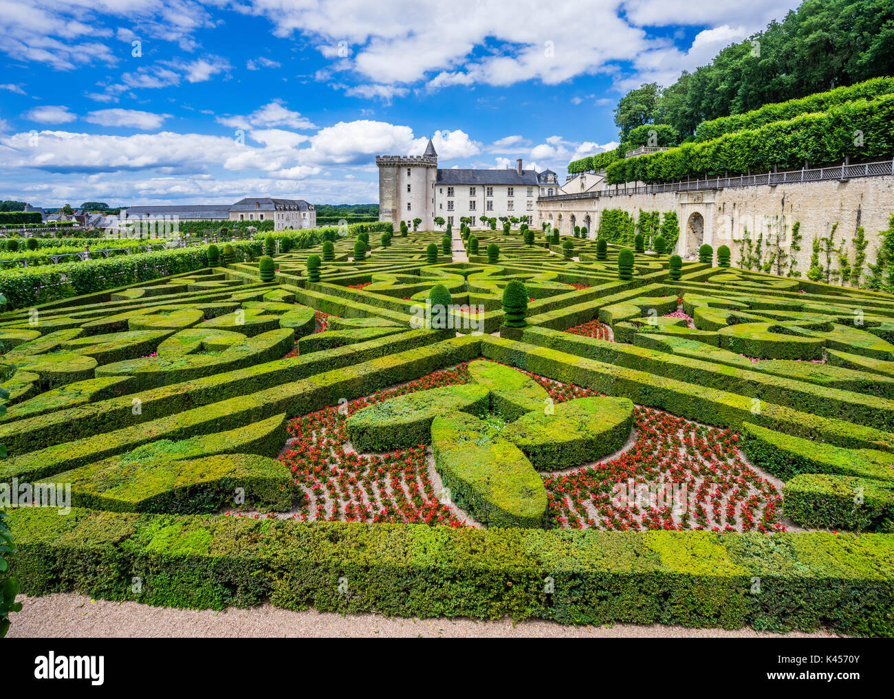 France, Indre-et-Loire department, Château de Villandry, view of the ornamental gardens Stock Photo