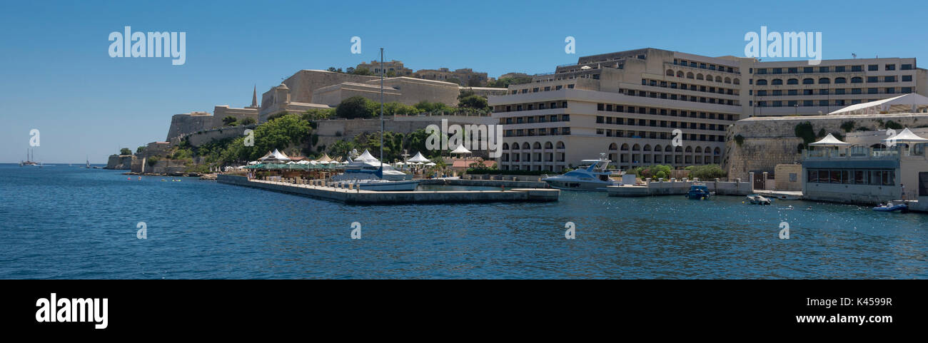 Scenic view of Five-Star Grand Hotel Excelsior, Floriana, Malta looking from Marsamxett harbour Stock Photo