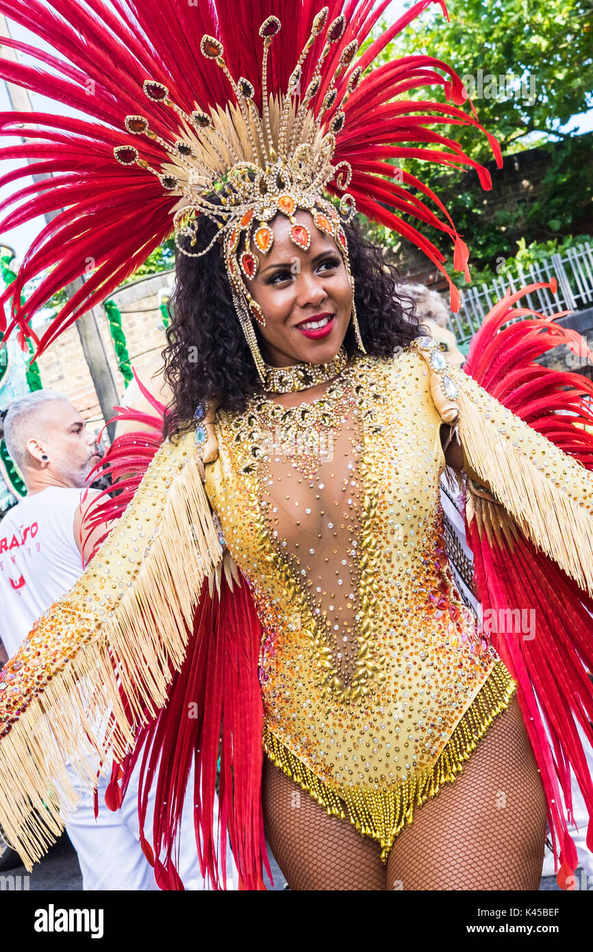 Notting Hill Carnival is an annual event that has taken place in London since 1966 on the streets of Notting Hill, London, England, U.K. Stock Photo