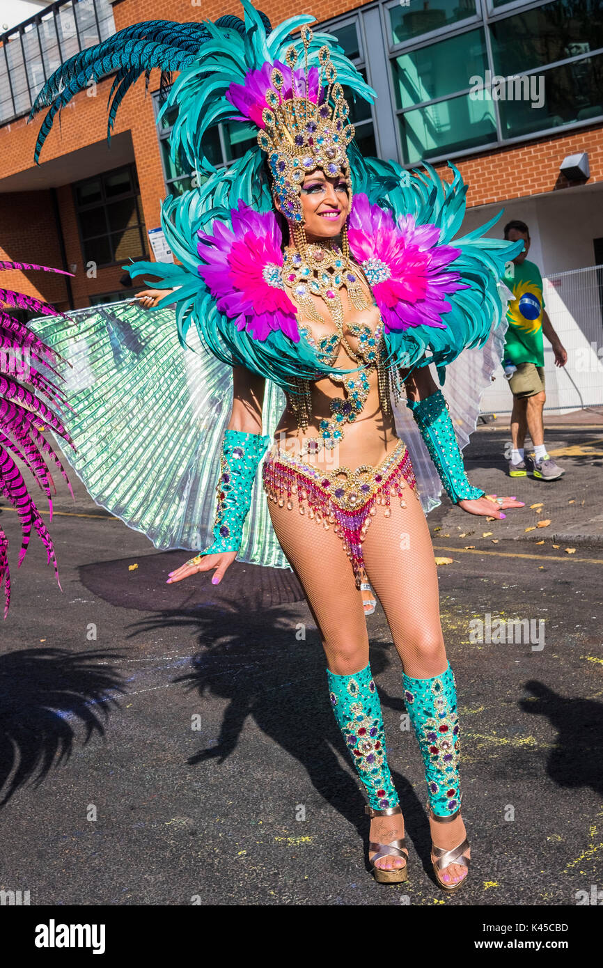 Notting Hill Carnival is an annual event that has taken place in London since 1966 on the streets of Notting Hill, London, England, U.K. Stock Photo