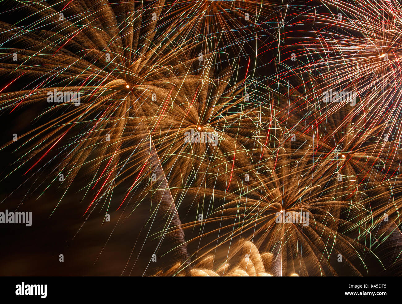 abstract holiday background: fireworks in night sky Stock Photo - Alamy