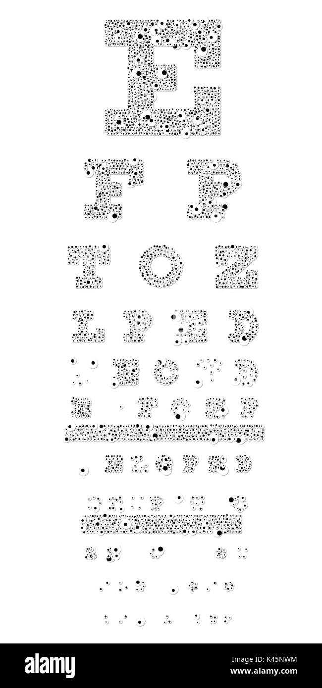 Vision Test Boar eye test board made of looking eyes - all on a white background Stock ...