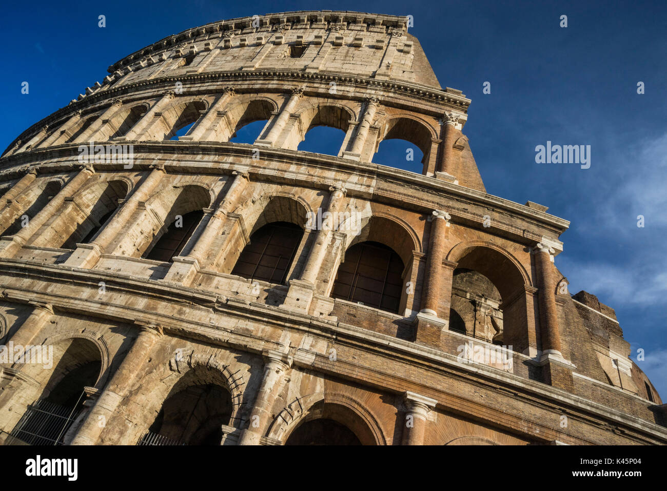 Piazza del Colosseo, Rome, Lazio. The Amphitheatrum Flavius of Colosseum Stock Photo