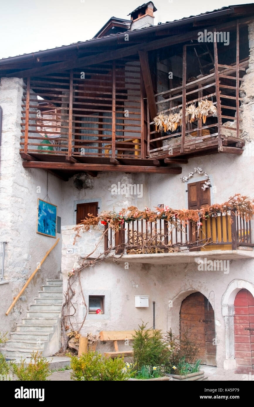 Europe, Italy, Trentino, Trento district, Bleggio Superiore village, Rango medieval village. Stock Photo