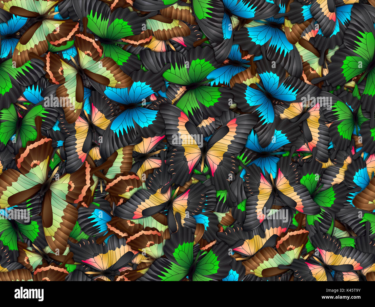Seamless pattern with lot of different butterflys Stock Photo - Alamy