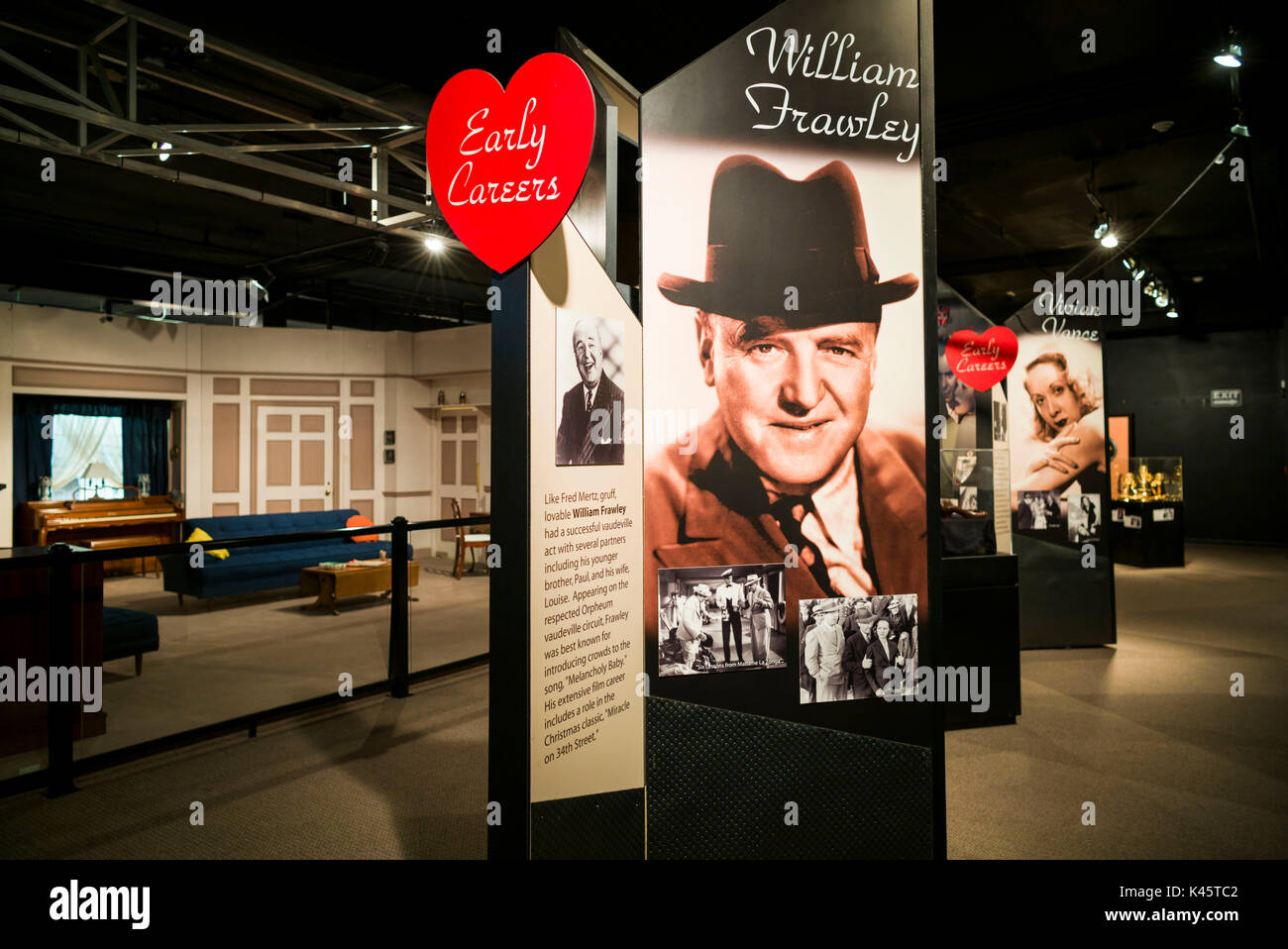 USA, New York, Western New York, Jamestown, Lucy-Desi Museum, dedicated to comedy star Lucille Ball of the 1950s-era TV show, I Love Lucy, memorabilia of co-star Willaim Frawley who played neighbor Fred Mertz Stock Photo
