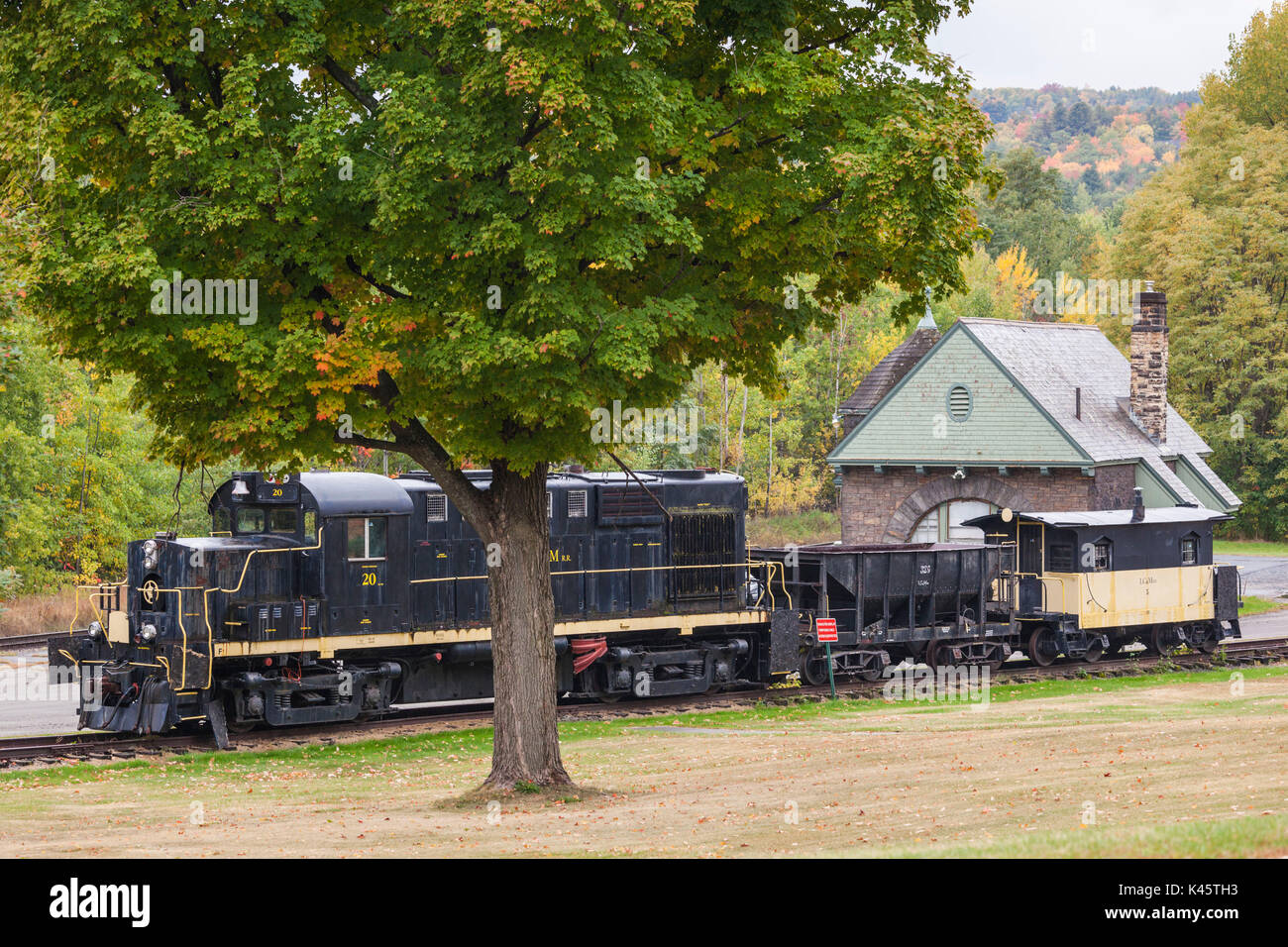 USA, New York, Adirondack Mountains, Moriah, train station Stock Photo