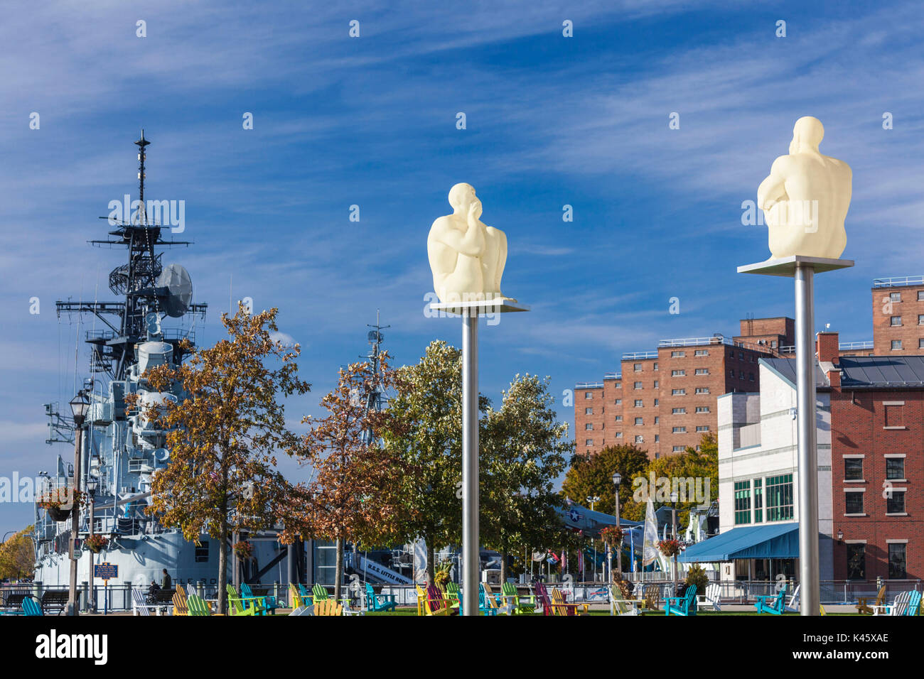 USA, New York, Western New York, Buffalo, Canalside Park, renovated